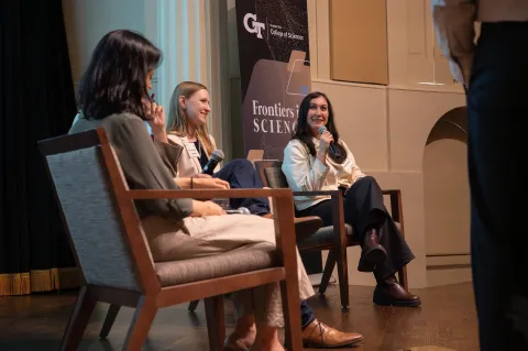Ida Momennejad responds to a question during a Frontiers in Science panel session.