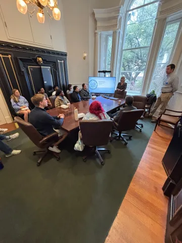 Charleston city officials spoke with students about how multiple municipal departments work together on flood mitigation