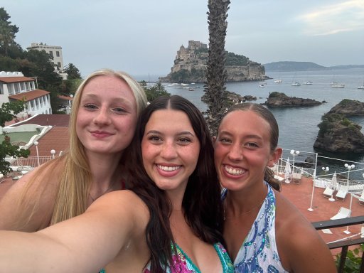 Students from Psychology 3000, including Abby Davis, Bailey Benak, and Sarah Peach took their studies global this summer, exploring how culture shapes stress and well-being — one breathtaking view at a time.