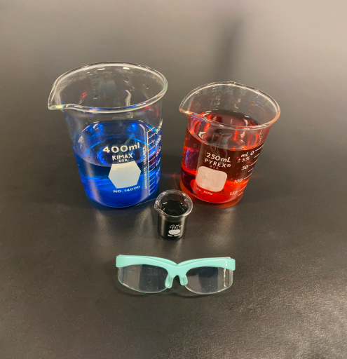 Ragan and Grieb's science-themed photo for their pregnancy announcement.