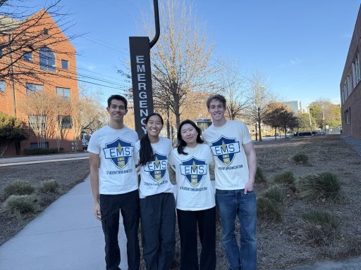 From L to R: Krishna Monroe, president of EMS at GT; Lianna Homrich, vice president of EMS at GT;  Daeun “Esther” Lee, outreach director of EMS at GT; and Brandon Brigner, CPR officer of EMS at GT.